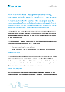 Press Information_Daikin Multi + heat pump combines cooling, heating and hot water supply in a single energy-saving system.pdf Press Information_Daikin Multi + heat pump combines cooling, heating and hot water supply in a single energy-saving system.pdf
